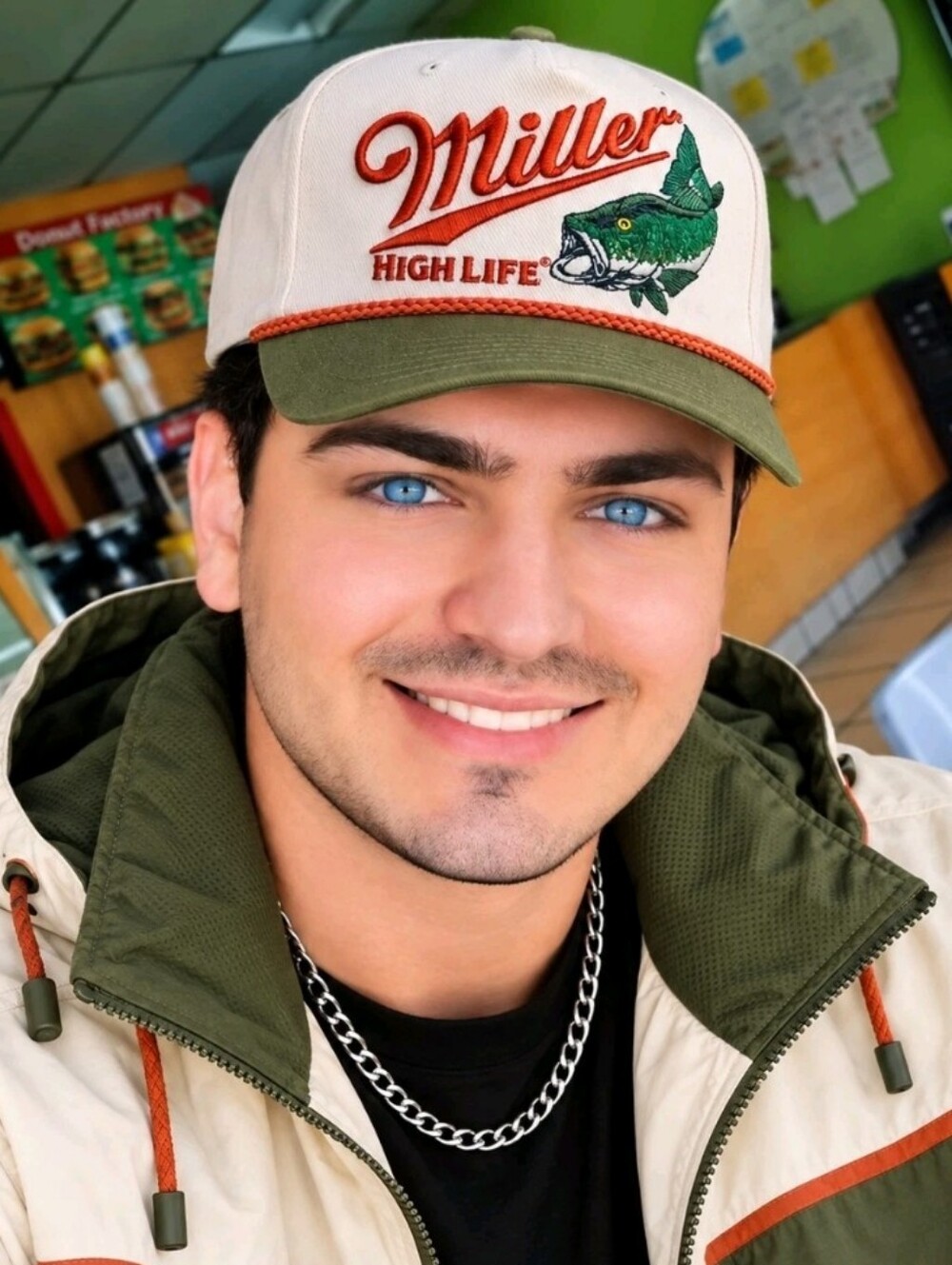 Miller Breweriana Hat Fish Embroidery White Green Snapback